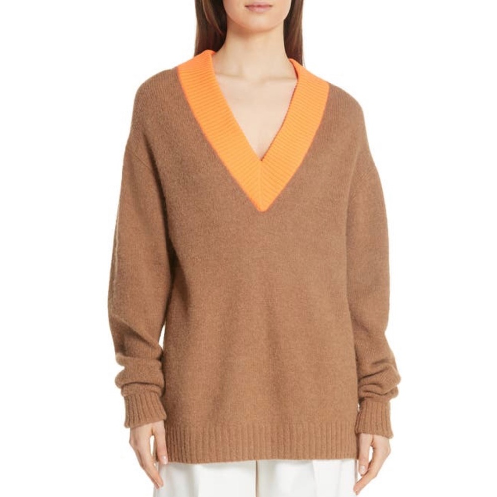 Tibi Airy Alpaca Blend V-Neck Sweater